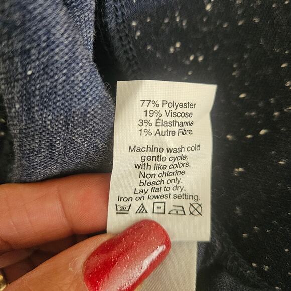 Madewell Navy Split Hem Side-Slit Speckled Stretch Textured Knit Pencil Skirt S - Picture 10 of 11